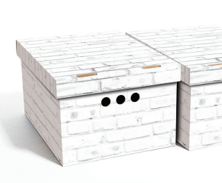 Dekorativní krabice bílá cihla A4 úložný box, velikost 33x25x18cm 
