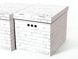 Dekorativní krabice bílá cihla XL, úložný box s víkem, vel. 42x32x32cm vip