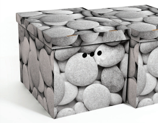 Dekorativní krabice šedé kameny XL úložný box, velikost 42x32x32cm 