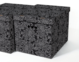 Dekorativní krabice černá krajka XL úložný box, velikost 42x32x32cm  vip