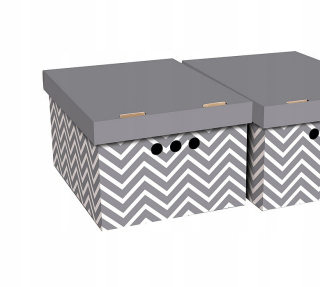 Dekorativní krabice šedý cikcak A4 úložný box, velikost 33x25x18cm 