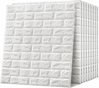 Samolepicí panely, 3D cihlové tapety - sada 10 kusů (5,4 m2) bílá cihla