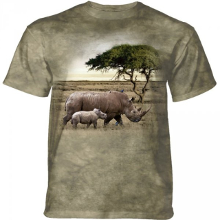 Tričko 3D potisk - Mama & Baby White Rhino, nosorožec - The Mountain