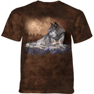 Tričko 3D potisk - Vlk na pozadí hor - The Mountain