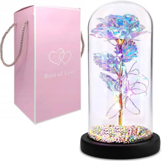Věčná růže ve skle, svítící, s LED, skvělý nápad na dárek