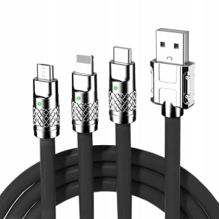 Pancéřovaný kabel 3v1, USB na Micro USB + iPhone Lightning + Type-C