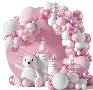 Růžová balónová girlanda 107ks na svatbu dívky narozeniny křest