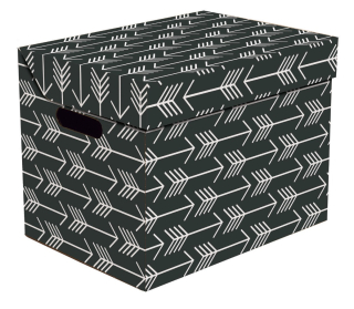 Dekorativní krabice černá šipka ONE, úložný box s víkem, vel. 34x25x26cm