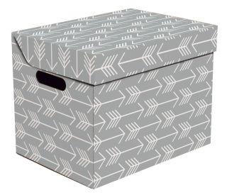Dekorativní krabice Šedá šipka ONE, úložný box s víkem, vel. 34x25x26cm