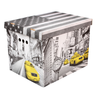 Dekorativní krabice New York XL úložný box, velikost 42x32x32cm 