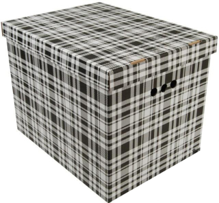 Dekorativní krabice Černá mřížka XL úložný box, velikost 42x32x32cm 