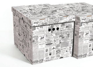 Dekorativní krabice Noviny XL, úložný box s víkem, vel. 42x32x32cm