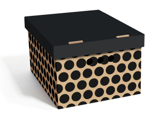 Dekorativní krabice černé tečky A4 úložný box, velikost 33x25x18cm 