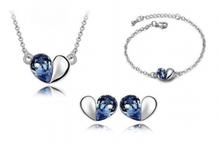 SAD náhrdelník náušnice náramek krásné krystaly / tmavě modrá
