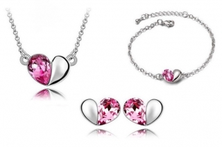 SAD náhrdelník náušnice náramek krásné krystaly / růžová