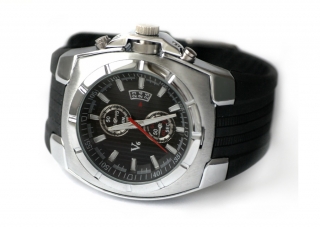 SUPER hodinky V6 super speed / černý pásek / stříbrná ocel